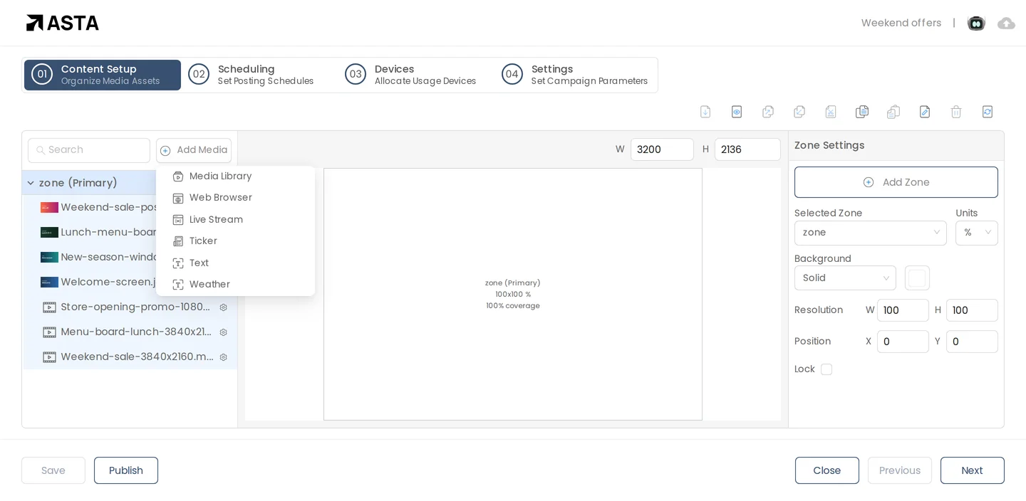 The Add Media menu in the campaign editor